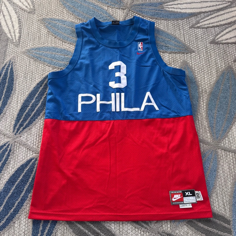 Philadelphia 76ers Sixers Jersey XL Allen Iverson Swingman VTG Blue Red Nike 66